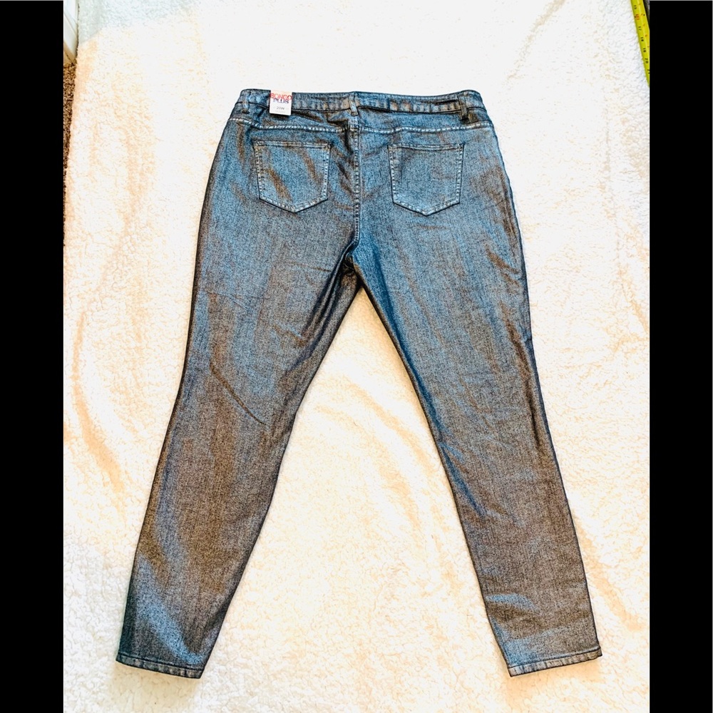 NWT Silver Black Metallic Skinny Jeans Grange - Picture 2 of 9